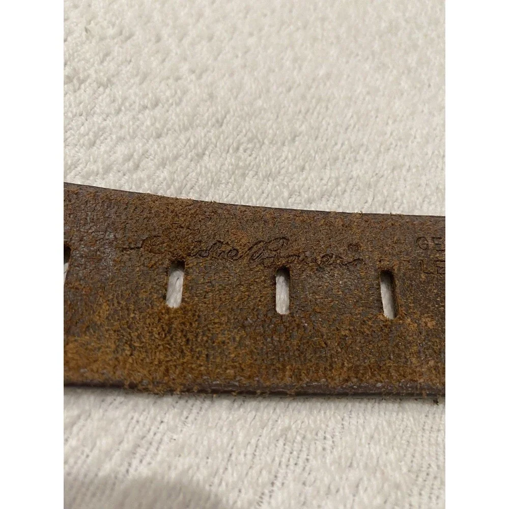 Eddie Bauer Vintage Leather Brown Belt Brass buckle Made In USA Large